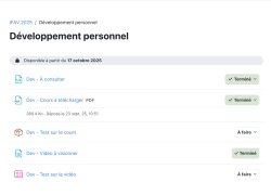 vue d&rsquo;un module et de ses recources&nbsp;: PDF, vid&eacute;o, test