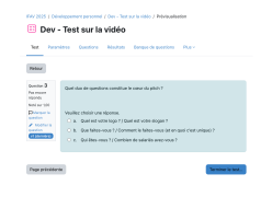 Vue &eacute;cran du LMS avec une question d&rsquo;un test