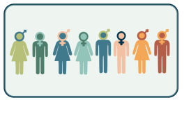 des hommes et des femmes avec leur symboles de genres