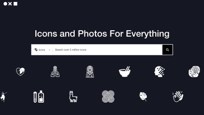 La page d'atterrissage de the noun projet qui propose des ic&ocirc;nes inclusives pour tout.